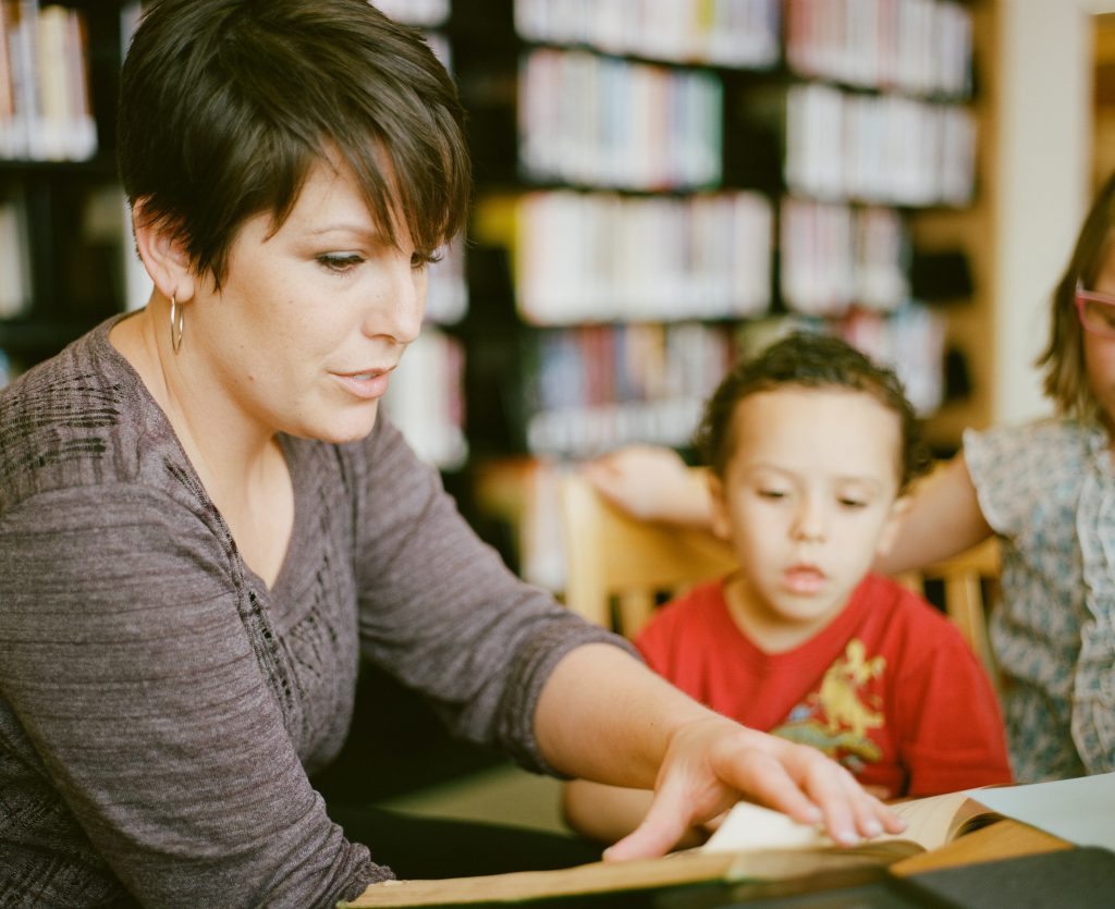 Adult and child in a supportive space