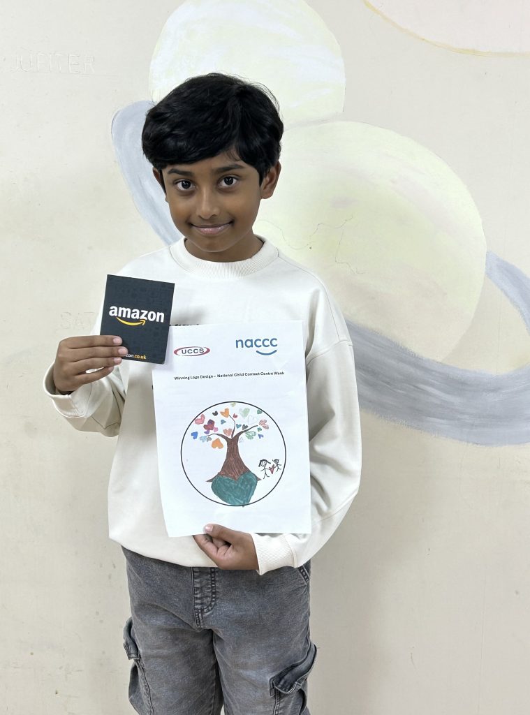 National Child Contact Centre Week logo - Photo of Abyaz, the winning child who designed the logo.